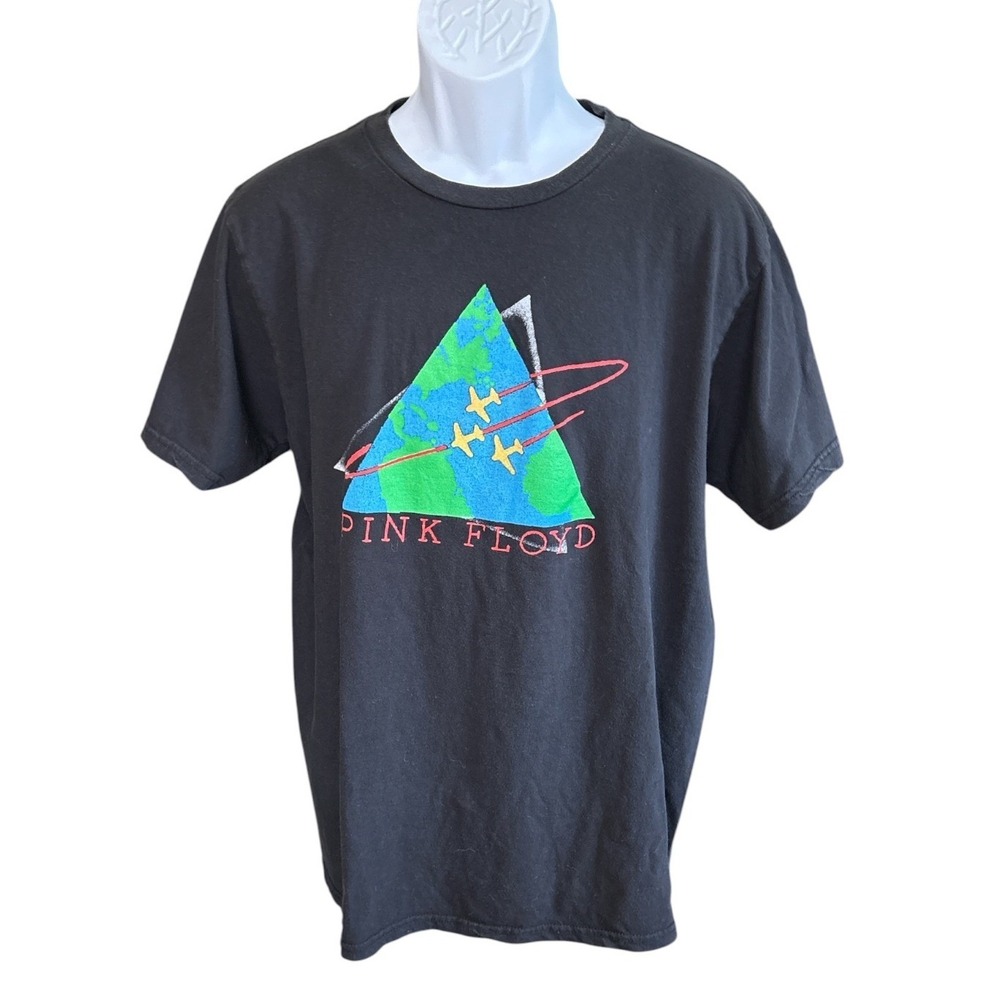 Pink Floyd World Tour 87 Black Graphic Concert T-shirt, Large, Retro Band Tee